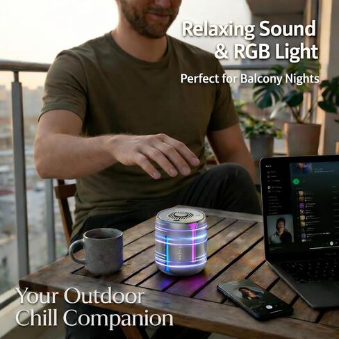 مكبر صوت بلوتوث دوار تفاعلي مع ضوء RGB - أداة مكتب جيروسكوبية معدنية بأطراف الأصابع، مكبر صوت LED محمول بإضاءة ليلية، مكبر صوت لاسلكي صغير قابل لإعادة الشحن USB-C للهاتف وغرفة الألعاب والمكتب in Saudi Arabia