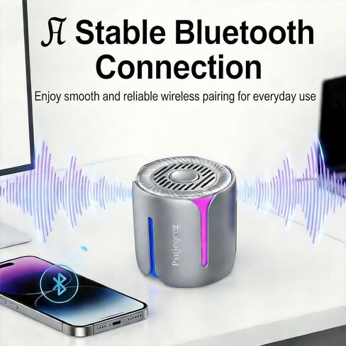مكبر صوت بلوتوث دوار تفاعلي مع ضوء RGB - أداة مكتب جيروسكوبية معدنية بأطراف الأصابع، مكبر صوت LED محمول بإضاءة ليلية، مكبر صوت لاسلكي صغير قابل لإعادة الشحن USB-C للهاتف وغرفة الألعاب والمكتب in Saudi Arabia