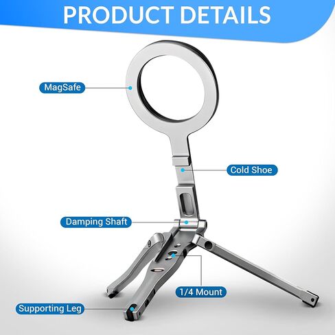 MagSafe Phone Stand for iPhone – Magnetic Foldable Aluminum Mount, Mini Travel Tripod Alternative for iPhone 12–17 (Compatible with MagSafe Cases) in Saudi Arabia