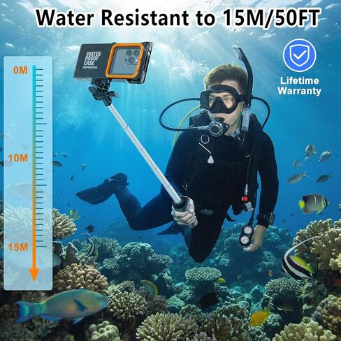 Waterproof Selfie Stick with Phone Case - Professional Underwater Phone Case for with Rechargeable Stick (2th Waterproof Selfie Stick) in Saudi Arabia