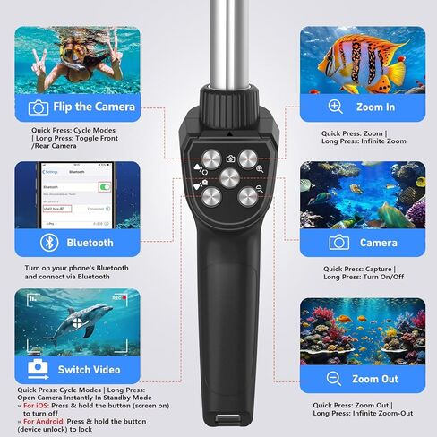 Waterproof Selfie Stick with Phone Case - Professional Underwater Phone Case for with Rechargeable Stick (2th Waterproof Selfie Stick) in Saudi Arabia