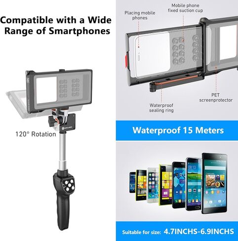 Waterproof Selfie Stick with Phone Case - Professional Underwater Phone Case for with Rechargeable Stick (2th Waterproof Selfie Stick) in Saudi Arabia