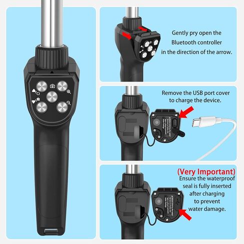 Waterproof Selfie Stick with Phone Case - Professional Underwater Phone Case for with Rechargeable Stick (2th Waterproof Selfie Stick) in Saudi Arabia