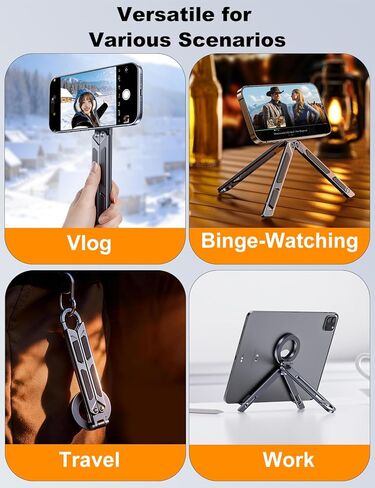 حامل ثلاثي القوائم مغناطيسي لجهاز iPad حامل هاتف عالمي لأجهزة iPad Pro/Air/Mini وسلسلة iPhone 17-12 - حامل ثلاثي القوائم صغير للهاتف الذكي من الألومنيوم Maglock | حامل الكمبيوتر اللوحي متوافق مع هواتف/أجهزة لوحية MagSafe in Saudi Arabia