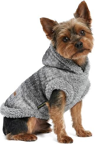سترة Fitwarm Fuzzy للكلاب، ملابس شتوية محبوكة للكلاب الصغيرة، ملابس بغطاء للرأس للقطط الأليفة، وردي منقط، أسود، متوسط in Saudi Arabia