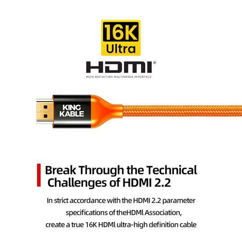 كابل HDMI 2.2 عالي السرعة للغاية، 96 جيجابت في الثانية، يدعم 16K/8K@120 هرتز/4K@240 هرتز، HDR الديناميكي، eARC، لأجهزة الكمبيوتر وأجهزة التلفزيون وأجهزة العرض والمزيد (1 متر/3.28 قدم) in Saudi Arabia
