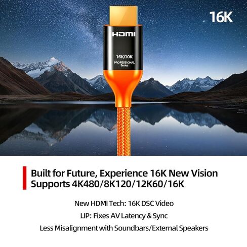 كابل HDMI 2.2 عالي السرعة للغاية، 96 جيجابت في الثانية، يدعم 16K/8K@120 هرتز/4K@240 هرتز، HDR الديناميكي، eARC، لأجهزة الكمبيوتر وأجهزة التلفزيون وأجهزة العرض والمزيد (1 متر/3.28 قدم) in Saudi Arabia