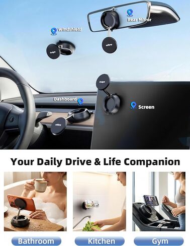 2026 Upgraded Vacuum Magnetic Phone Holder, [108+ LBS] Heavy Duty Suction Cup Car Phone Mount for Dashboard, Gym & Desk, MagSafe Car Mount for iPhone 17 16 15 Pro Max in Saudi Arabia