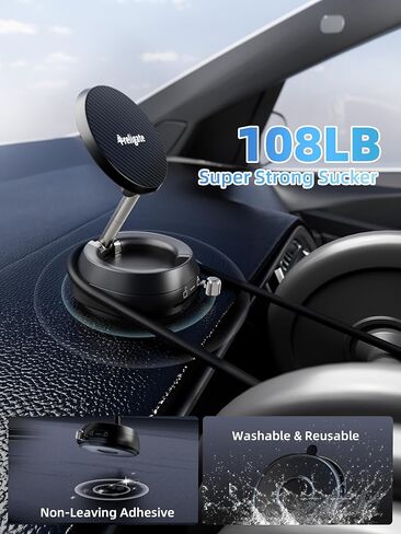 2026 Upgraded Vacuum Magnetic Phone Holder, [108+ LBS] Heavy Duty Suction Cup Car Phone Mount for Dashboard, Gym & Desk, MagSafe Car Mount for iPhone 17 16 15 Pro Max in Saudi Arabia