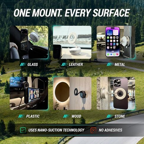 CARMOUNT Clutch-X ™ أبيض - حامل هاتف للسيارة مزود بكأس شفط مطور لهاتف iPhone، حامل هاتف للنافذة، حامل هاتف مغناطيسي بفراغ 360 درجة للسيارة، حامل هاتف مغناطيسي مع كوب شفط in Kuwait