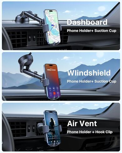 Wireless Car Charger with Phone Holder Mount, 15W Fast Charging Auto Clamping Phone Holders for You Car Windshield Dashboard Air Vent Accessories for iPhone, Samsung Galaxy (Black) in Saudi Arabia