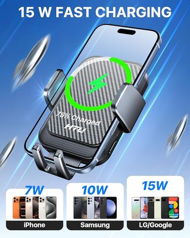 Wireless Car Charger with Phone Holder Mount, 15W Fast Charging Auto Clamping Phone Holders for You Car Windshield Dashboard Air Vent Accessories for iPhone, Samsung Galaxy (Black) in Saudi Arabia