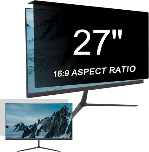 Acrylic Privacy Panel for Desk, 27 inch Hanging Removable Anti Glare Blue Light Computer Monitor Privacy Filter, Anti-Spy Privacy Protector for 16:9 Widescreen Monitor in Saudi Arabia