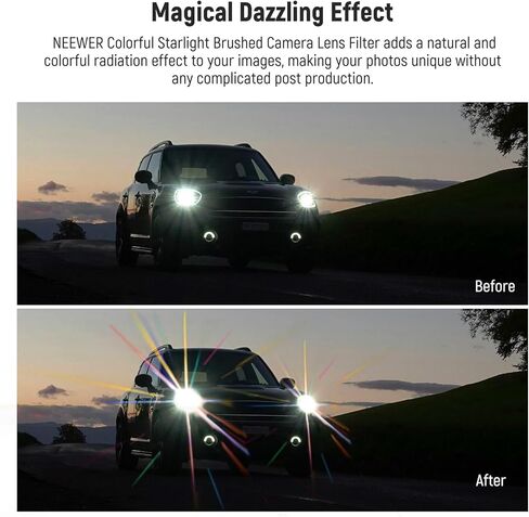 NEEWER 58mm Colorful Starlight Brushed Camera Lens Filter, Special Effects Filter with Anamorphic Flare, Shinning Starburst Lens Filter, Photography Prism Lens Filter, Camera Lens Accessory in Saudi Arabia