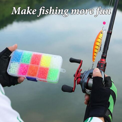 1000PCS Glow in The Dark Fishing Beads 5mm, 10 Colors Luminous Plastic Round Beads for Fishing Rigs, Soft Buffer Stops for Freshwater & Saltwater, Tackle Accessories for Trout Salmon Bass Walleye Pike in Saudi Arabia