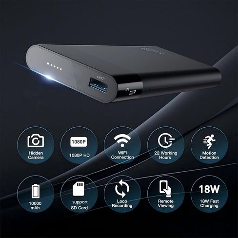 Spy Camera Charger– 2.4G WiFi Motion Detection Night Vision Free App Compact USB Cam for Simple, Reliable Indoor Use – for Pets/Baby Nanny Home Safe in Saudi Arabia