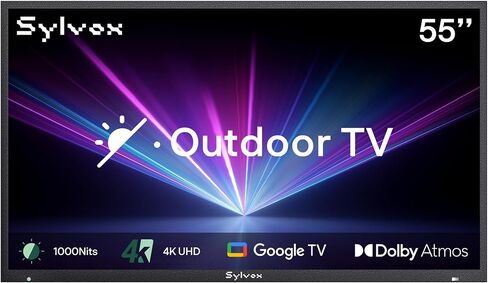 SYLVOX New 55" Outdoor Smart TV with Wall Mount, Superior Waterproof Performance, Matte Finish for Enhanced Anti-Glare Effect, Full Metal, with Dolby Atmos, 1000nits, Partial Sun Deck Pro 2.0+ Series in Saudi Arabia