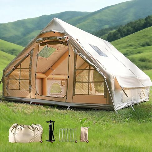Inflatable Tent with Skylight 6-8 Person Inflatable Camping Tent Quick Setup Blow Up Tents with Pump Air Glamping Tents for Camping Adult Waterproof Inflatable House for Camping Beach Festivals in Saudi Arabia