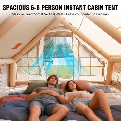 Inflatable Tent with Skylight 6-8 Person Inflatable Camping Tent Quick Setup Blow Up Tents with Pump Air Glamping Tents for Camping Adult Waterproof Inflatable House for Camping Beach Festivals in Saudi Arabia