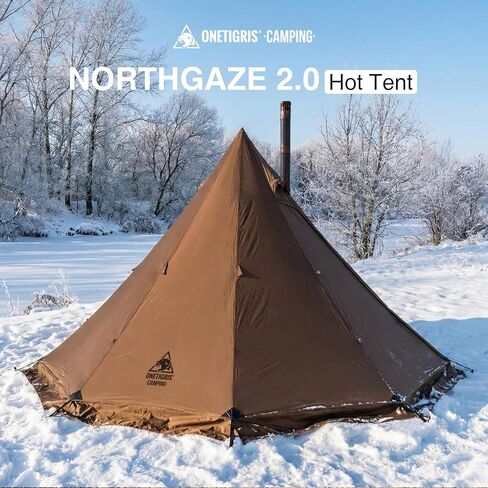 خيمة OneTigris Northgaze 2.0 الساخنة مع مقبس موقد - خيمة خفيفة للغاية لشخصين، 6.2 رطل مع بابين، مقاومة للماء والرياح للتخييم في 4 مواسم، وحقائب الظهر، والصيد in Saudi Arabia