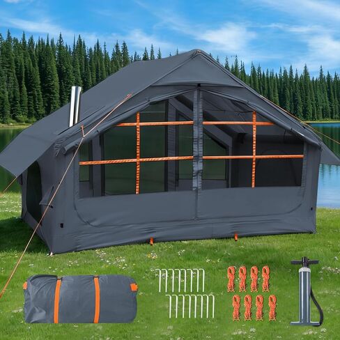 Inflatable Camping Tents, Easy Setup Blow up Tent with Hand Pump, 2-4 Person, Glamping Tents with Stove Jack, Tent with Skylight, Waterproof, 4 Season in Saudi Arabia