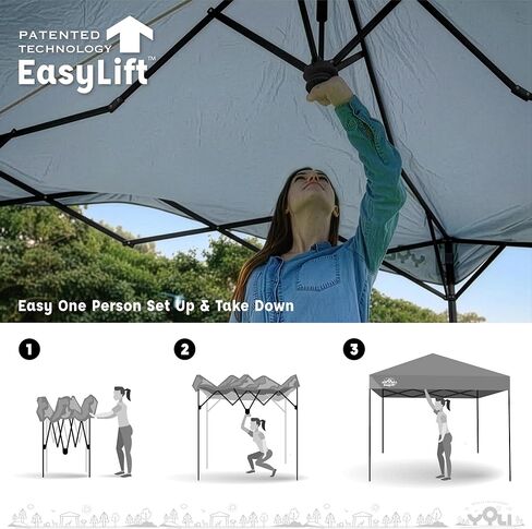 YOLI Meridian EasyLift 144 Instant Pop-Up Canopy, 12x12 Heavy Duty Straight Leg Shelter with Y-Truss Frame & Vented Top – Navy Blue in Saudi Arabia