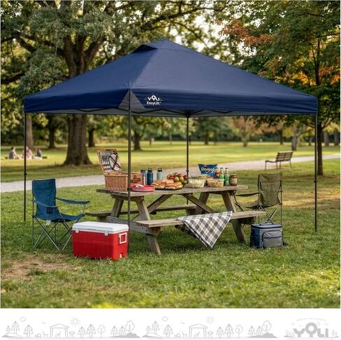 YOLI Meridian EasyLift 144 Instant Pop-Up Canopy, 12x12 Heavy Duty Straight Leg Shelter with Y-Truss Frame & Vented Top – Navy Blue in Saudi Arabia