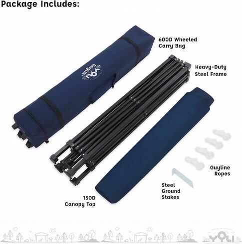 YOLI Meridian EasyLift 144 Instant Pop-Up Canopy, 12x12 Heavy Duty Straight Leg Shelter with Y-Truss Frame & Vented Top – Navy Blue in Saudi Arabia