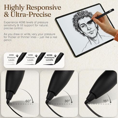 قلم بديل PRO EMR Stylus Remarkable 2 مع ممحاة رقمية + 5 نصائح | 4096 حساسية مستوى الضغط ورفض راحة اليد | قلم تحديد رقمي بالإضافة إلى متوافق مع Kindle Scribe وBoox وWacom in Kuwait