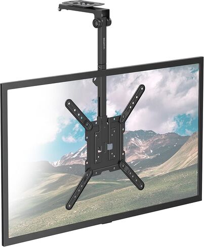 Mount-It! Fold-Up Ceiling TV Mount for 23–55 Inch TVs with Longer Arm, Space-Saving Flip Down Bracket for Flat & Slanted Ceilings, Retractable Tilt & Swivel Mount, VESA up to 400x400, 44 lbs Capacity in Saudi Arabia