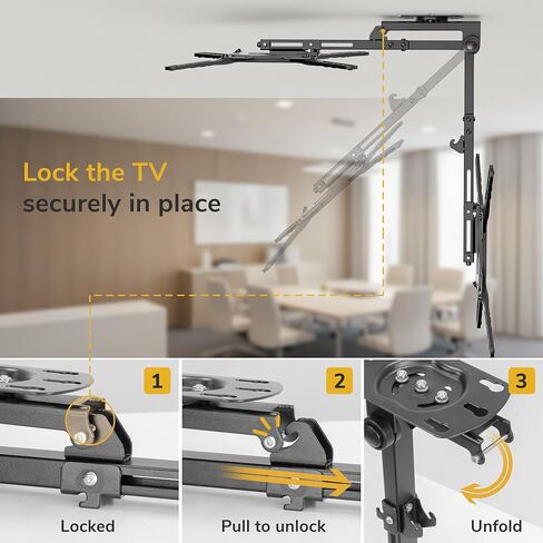 Mount-It! Fold-Up Ceiling TV Mount for 23–55 Inch TVs with Longer Arm, Space-Saving Flip Down Bracket for Flat & Slanted Ceilings, Retractable Tilt & Swivel Mount, VESA up to 400x400, 44 lbs Capacity in Saudi Arabia
