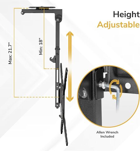 Mount-It! Fold-Up Ceiling TV Mount for 23–55 Inch TVs with Longer Arm, Space-Saving Flip Down Bracket for Flat & Slanted Ceilings, Retractable Tilt & Swivel Mount, VESA up to 400x400, 44 lbs Capacity in Saudi Arabia