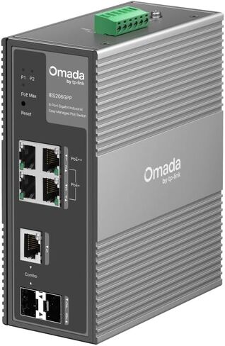 محول TP-Link Omada 5 Port Gigabit Industrial PoE، سهل الإدارة، ميزانية 120 وات، متوافق مع PoE+/PoE++، طاقة زائدة، حماية من الإضاءة، غلاف صناعي متين، VLAN، مُدار بواسطة Omada IES206GPP in Saudi Arabia