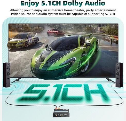 HDMI Audio Extractor Converter, 4K@60Hz Audio Adapter with Optical SPDIF + 3.5mm Stereo + Analog RCA L/R Audio Adapter, HDMI ARC Converter Supports 5.1 HDCP 2.2 HDR 18Gbps, for PS5 Xbox HDTV in Saudi Arabia