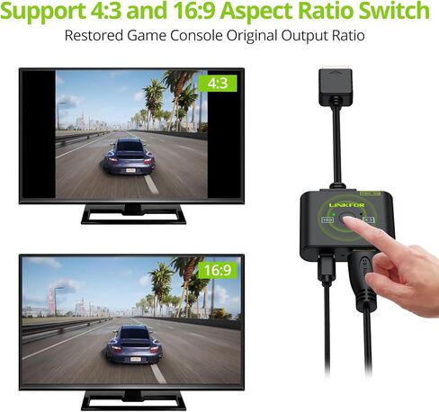 LiNKFOR PS2 to HDMI Converter, 1080P Upscaling HDMI Adapter for PS2 Console, with RGB/YPbPr Switch and 4:3/16:9 Aspect Ratio in Saudi Arabia