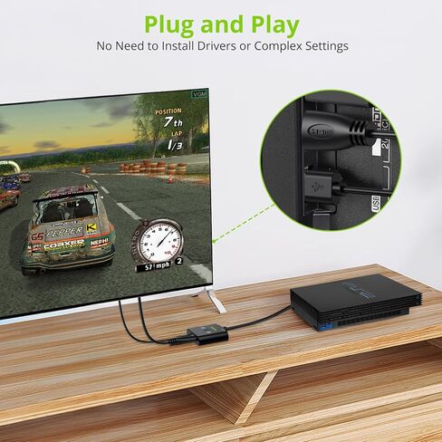 LiNKFOR PS2 to HDMI Converter, 1080P Upscaling HDMI Adapter for PS2 Console, with RGB/YPbPr Switch and 4:3/16:9 Aspect Ratio in Saudi Arabia