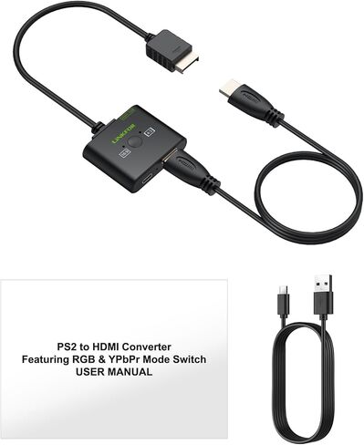 LiNKFOR PS2 to HDMI Converter, 1080P Upscaling HDMI Adapter for PS2 Console, with RGB/YPbPr Switch and 4:3/16:9 Aspect Ratio in Saudi Arabia