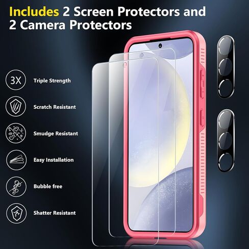 جراب SPIDERCASE مصمم لهاتف Samsung Galaxy S24 Plus، جراب هاتف عالي التحمل مضاد للصدمات لهاتف Galaxy S24 Plus 2024، وردي in Kuwait