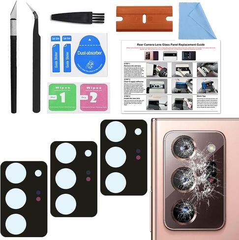 3PCS for Galaxy Note 20 Ultra Rear Camera Lens Glass Replacement Kit, with Tools & Instruction, Bronze in Saudi Arabia