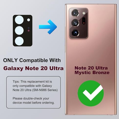 3PCS for Galaxy Note 20 Ultra Rear Camera Lens Glass Replacement Kit, with Tools & Instruction, Bronze in Saudi Arabia