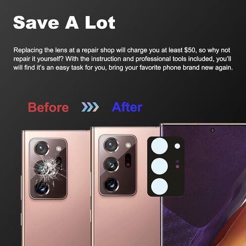 3PCS for Galaxy Note 20 Ultra Rear Camera Lens Glass Replacement Kit, with Tools & Instruction, Bronze in Saudi Arabia