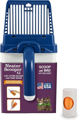 Neater Pet Brands Neater Scooper Standard Litter Scoop, 60 Refill Bags – Mess-Free Cat Litter Scooper with Bag, Spill-Proof Kitty Box Sifter, Bin Doubles as Scoop Holder, for Single-Cat Households in Kuwait