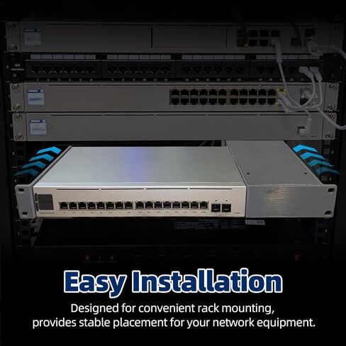 1U 19" Rack Mount with PSU Tray, Compatible with Ubiquiti UniFi USW-Pro-Max-16-PoE Network Switch, Ventilated Bracket in Saudi Arabia
