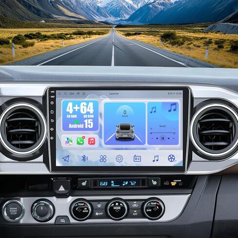 ترقية راديو السيارة 4G + 64G لسيارة Toyota Tacoma 2016-2023: ستيريو السيارة Android 15 لراديو Tacoma مع شاشة لمس 10 بوصة، Carplay/Android Auto، GPS، WiFi، Bluetooth، صوت FM RDS، SWC، كاميرا احتياطية in Kuwait