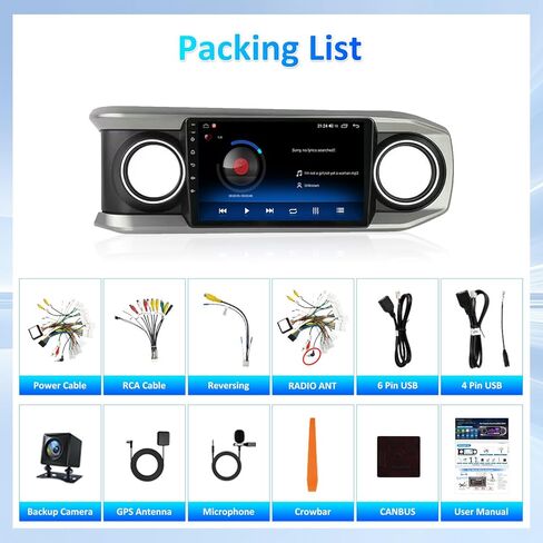 ترقية راديو السيارة 4G + 64G لسيارة Toyota Tacoma 2016-2023: ستيريو السيارة Android 15 لراديو Tacoma مع شاشة لمس 10 بوصة، Carplay/Android Auto، GPS، WiFi، Bluetooth، صوت FM RDS، SWC، كاميرا احتياطية in Kuwait