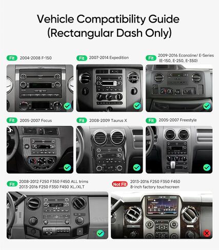 10" Car Radio Stereo for Ford F150 (2004-2008), F250/F350/F450/F550 (2008-2016), E150/E250/E350/Econoline Van (2009-2016), Focus/Fusion (2005-2007) WiFi/Wireless CarPlay/Android Auto, Touchscreen, GPS in Saudi Arabia