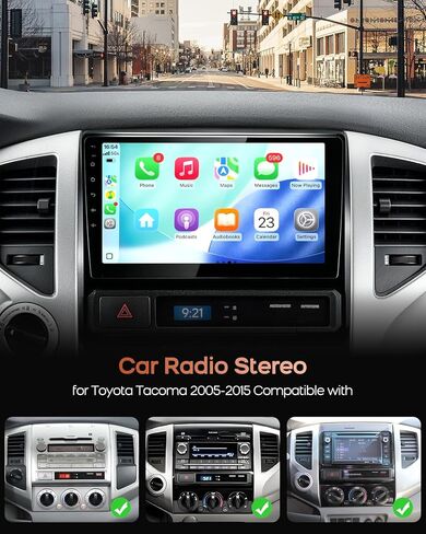 ستيريو راديو السيارة لسيارة Toyota Tacoma 2005-2015، ستيريو سيارة بشاشة تعمل باللمس 9 بوصة مع Carplay لاسلكي، Android Auto، لراديو Toyota Tacoma مع بلوتوث، كاميرا احتياطية، AM/FM، وحدة الرأس - 2+64G in Saudi Arabia