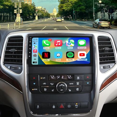 4G+64GB Android 13 راديو ستيريو للسيارة Jeep Grand Cherokee 2011 2012 2013، وحدة رأس شاشة تعمل باللمس 9 بوصات مع Android 13/CarPlay/Android Auto/GPS Navigation/Bluetooth 5.0/FM/DSP Radio/AHD كاميرا احتياطية in Kuwait