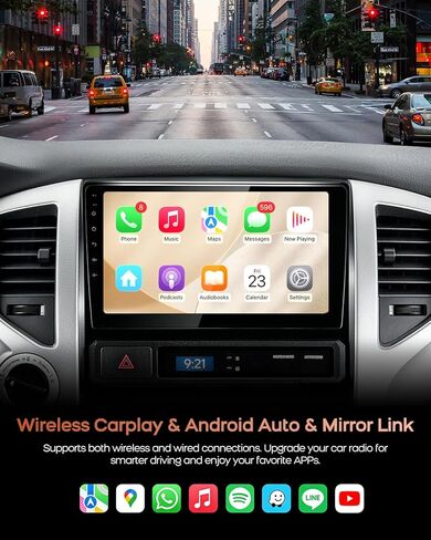 ستيريو راديو السيارة لسيارة Toyota Tacoma 2005-2015، ستيريو سيارة بشاشة تعمل باللمس 9 بوصة مع Carplay لاسلكي، Android Auto، لراديو Toyota Tacoma مع بلوتوث، كاميرا احتياطية، AM/FM، وحدة الرأس - 2+64G in Saudi Arabia