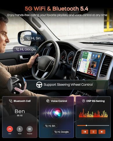 ستيريو راديو السيارة لسيارة Toyota Tacoma 2005-2015، ستيريو سيارة بشاشة تعمل باللمس 9 بوصة مع Carplay لاسلكي، Android Auto، لراديو Toyota Tacoma مع بلوتوث، كاميرا احتياطية، AM/FM، وحدة الرأس - 2+64G in Saudi Arabia